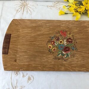 Vintage 1940’s Hasko Floral Wood Serving Trinket Tray